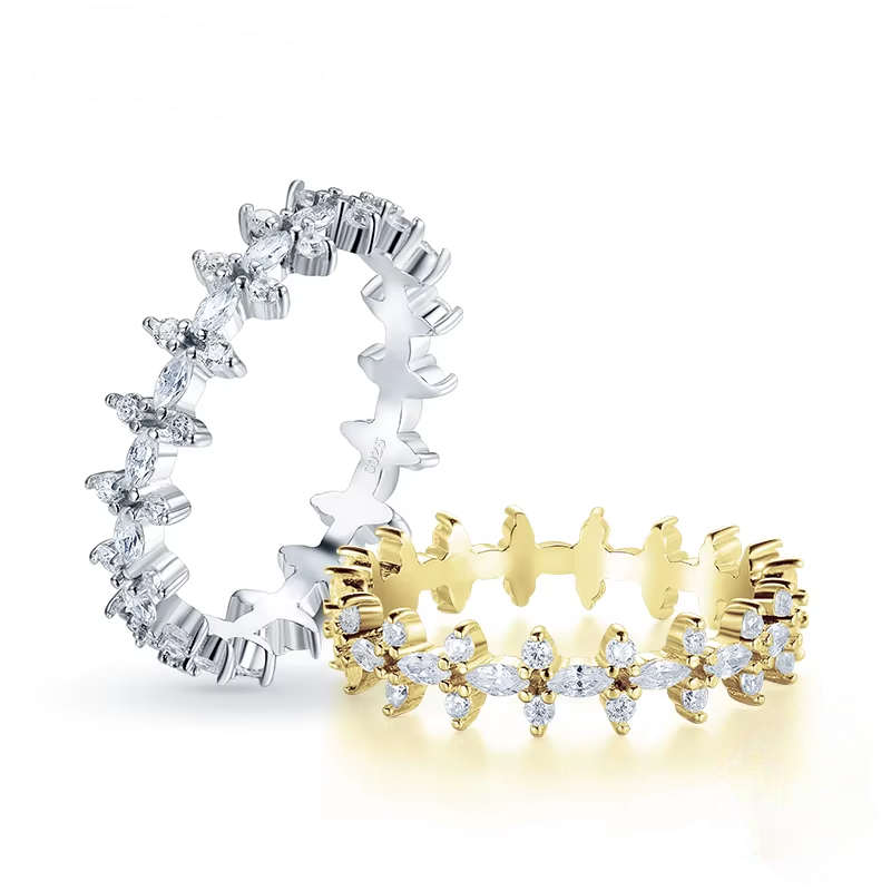 EternaGlow™ 925 Sterling Silver Rhombus CZ Stackable Rings – Sparkle, Stack, Shine